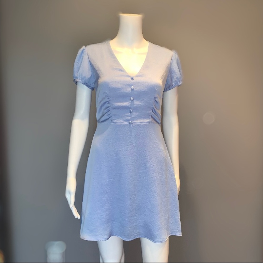 Silky Baby Blue Express A-Line Dress